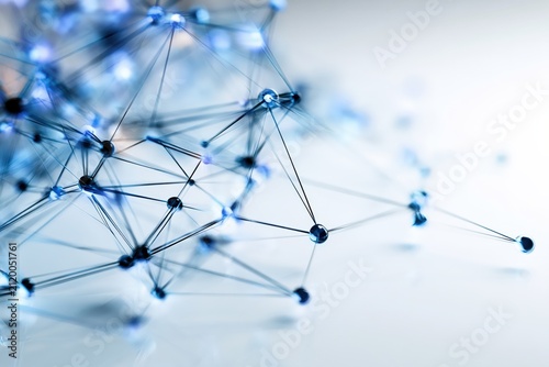 visualization of interconnected data nodes and molecular network structure on a bright background, futuristic concept of artificial intelligence, communication systems and digital connectivity
