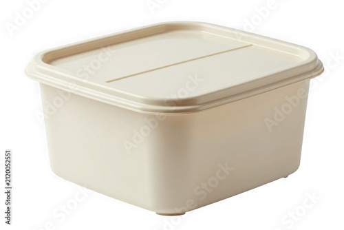 Minimalist beige plastic storage container for food or small household items.