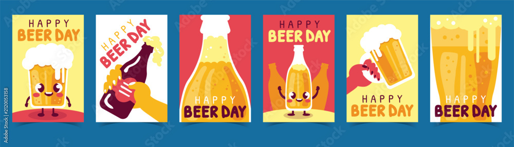 Obraz premium Happy Beer Day pixel art celebration posters