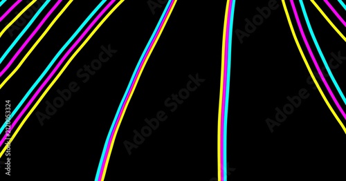 Chromatic harmony lines isolated on black background with elegant abstract style for premium material, banner, and poster design.