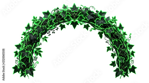 Lush green ivy archway with vibrant leaves, decorative botanical foliage border, climbing vine garden frame for wedding invitations and floral design isolated PNG with Transparent Background
