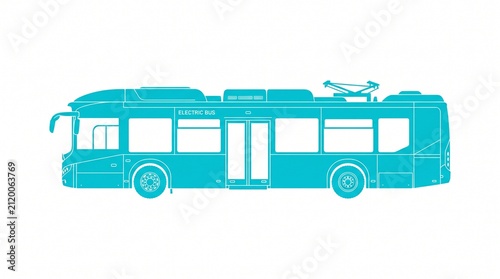 Electric trolleybus icon. Modern city public transport vehicle silhouette.