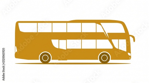 Double decker bus silhouette icon. Side view of a modern coach for public transport.