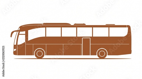 Brown bus silhouette icon. Side view of a coach vehicle for travel and transport design.