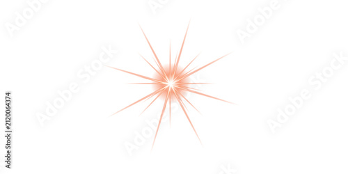 Abstract Radiant Star Burst Light Flare With Orange Glow and Shining Radial Spark on Black Background