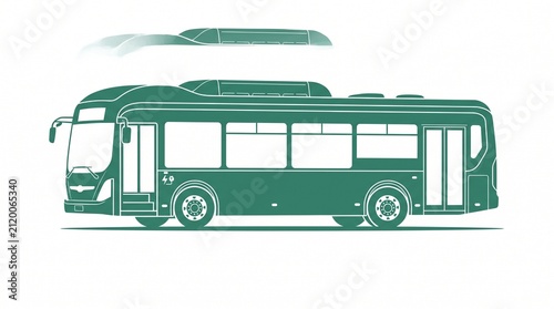 Green city bus side view icon. Public transportation vehicle for urban transit design.