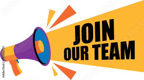 Join Our Team Banner Vector Illustration Featuring Megaphone Loudspeaker Graphic for Corporate Recruitment Hiring Campaign Job Vacancy Announcements and Human Resources Advertisements