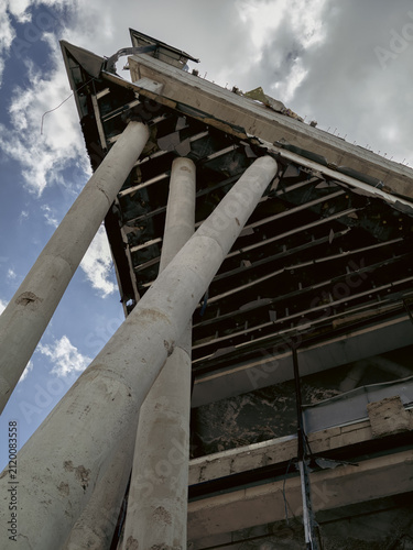 destroyed and burned houses in the city Ukraine war