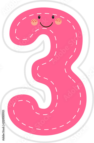 Cute Kawaii Number Tracing Worksheets with Smiling Numbers for Preschool Learning PNG 