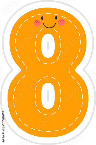 Cute Kawaii Number Tracing Worksheets with Smiling Numbers for Preschool Learning PNG 