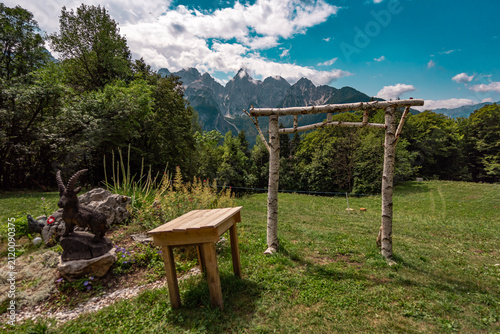 Photography View in Kranjska Gora on the edge of Triglav National Park in Slovenia, towards
