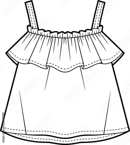 Cuadro en lienzo Black and white line of a skirt with pockets and belt loops waistband