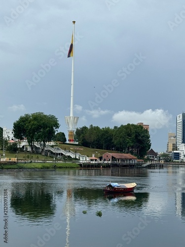 Obraz na płótnie Traditional boat on Sarawak River in Kuching, Sarawak, Malaysia