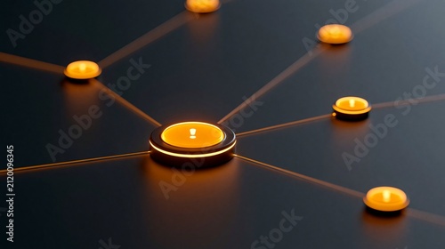 Abstract Connectivity with Glowing Nodes and Central Idea Light Bulb