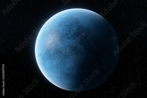 Massive blue exoplanet floating in deep space