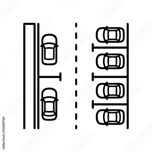 Cars Parking Lot Vehicle Icons.
