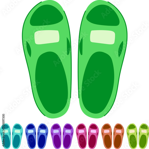 thongs beach footwear cartoon. slippers jandals, crocs birkenstocks, huaraches plimsolls thongs beach footwear sign vector
