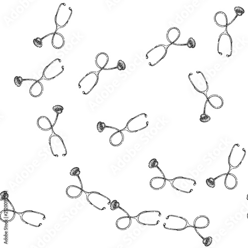 Fotografía seamless pattern nurse stetoscope hand drawn