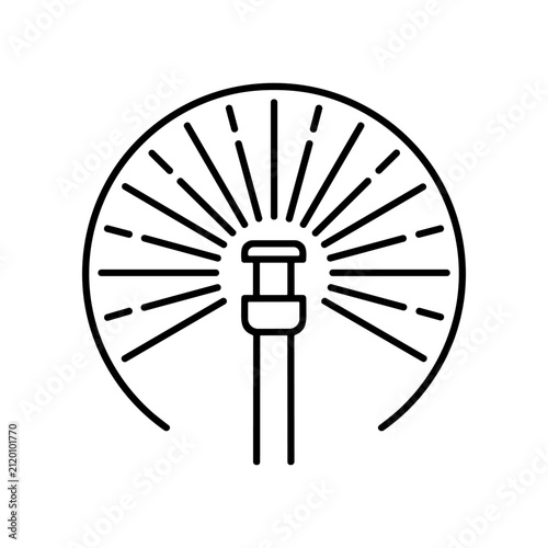 Simple Line Art Bicycle Wheel Icon.