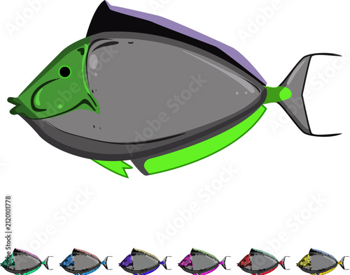 Bild auf Leinwand discus exotic fish cartoon