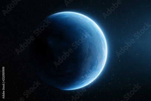 Massive blue exoplanet floating in deep space