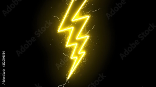 A glowing yellow lightning bolt with electric sparks against a dark background.