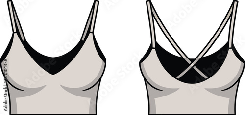 Obraz na plátne Fashion technical sketch of a womens cropped camisole top with crisscross back s