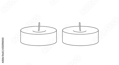 Two simple tealight candles are shown in a black and white outline drawing style, perfect for a coloring book activity.