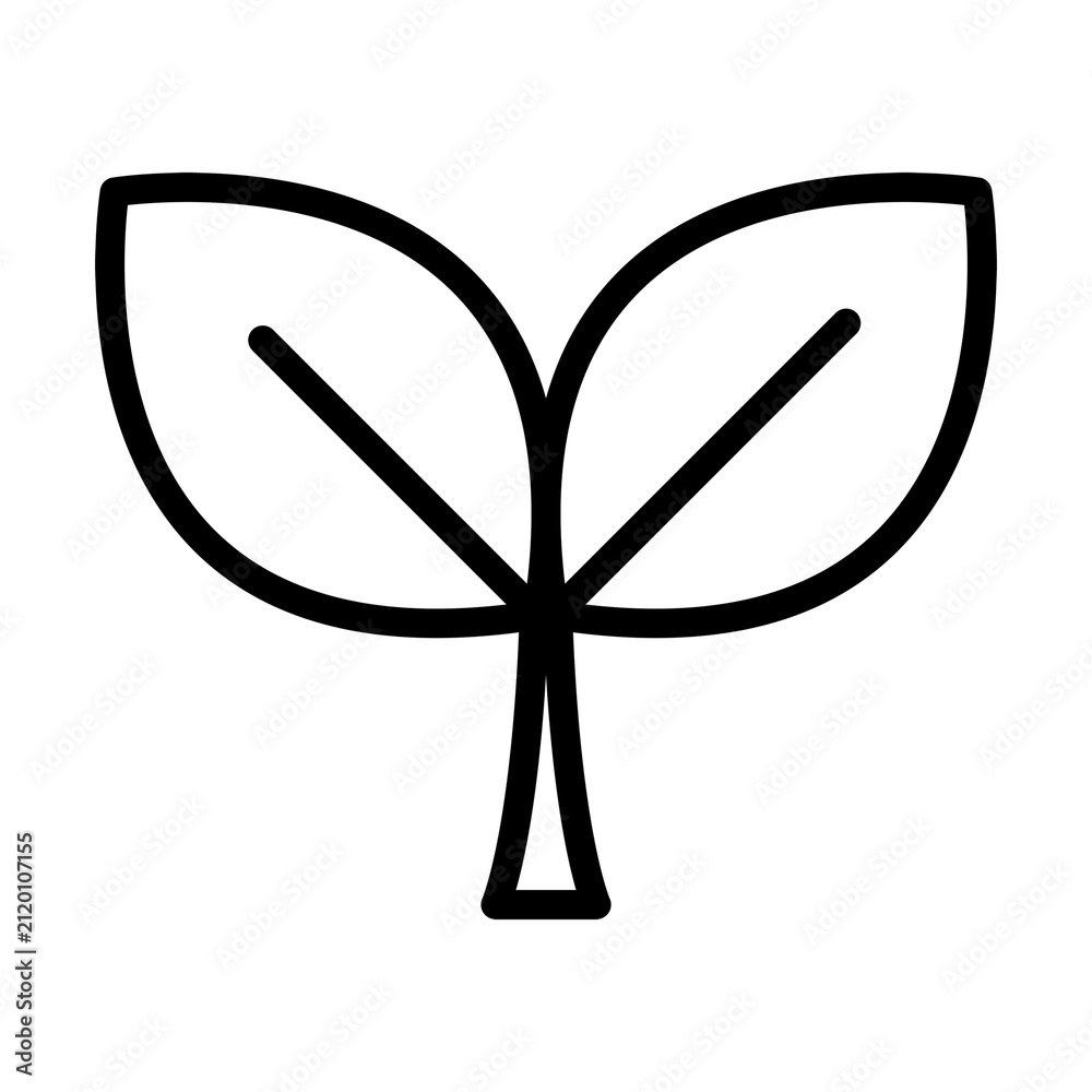 Naklejka premium Leaf png black environment icon in simple line