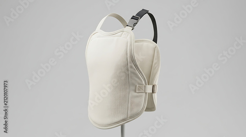 White Protective Fencing Chest Guard Plastron for Men with Adjustable Shoulder Straps Safety Padding for Fencers Isolated on White Background Side View