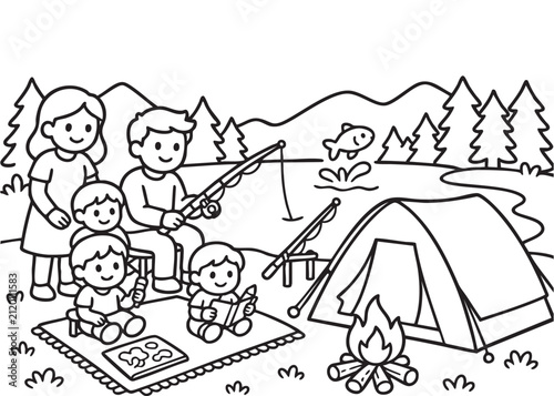 Underwater Fish Coloring Page Black and White Vector Illustration for Kids