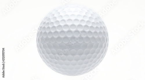 Classic White Dimpled Golf Ball Isolated on a Plain White Background Clean Studio Shot of Professional Sports Equipment for Golfing and Athletics