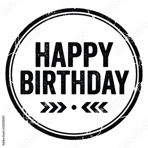 Happy Birthday Round Distressed Stamp Seal Icon