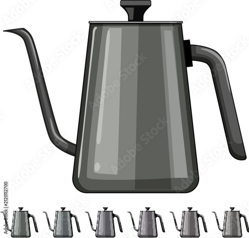 cup steel drip kettle cartoon. metal stainless, tea pot, boiler silver cup steel drip kettle sign colorful illustration