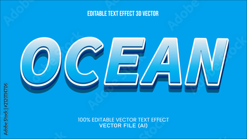 '' OCEAN '' TEXT EFFECT 3D VECTOR FOR ALL YOUR NEEDS