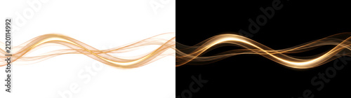 Quadro su tela Ribbon of gold light weaving in a smooth crossing wave with silky glowing strand