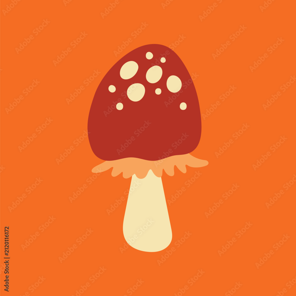 Fototapeta premium Mushroom clipart, aesthetic nature cartoon illustration vector