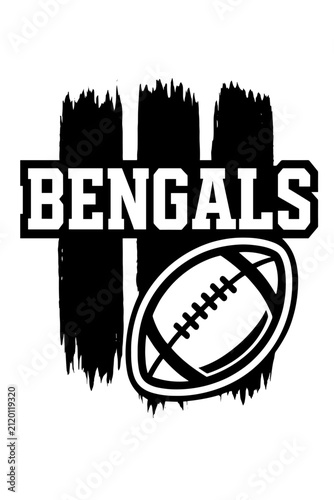 Bengals Football Team Logo Black and White Sports Vector Design