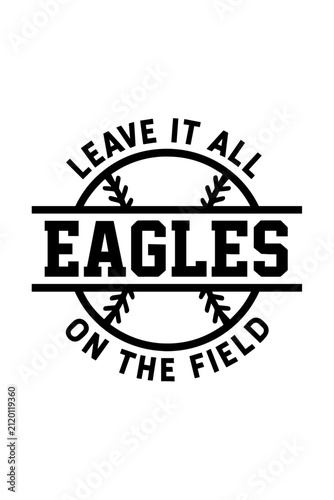 Eagles Baseball Team Logo Black and White Sports Vector Design