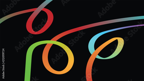 Dynamic flowing colorful gradient lines creating an abstract modern design with vibrant hues on a deep dark background