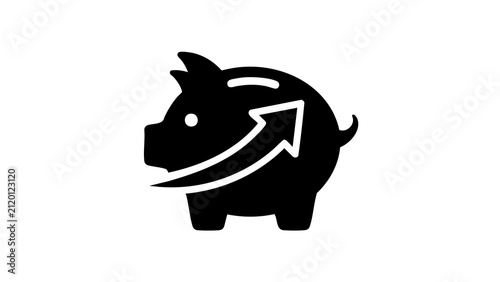 Piggy Bank with Rising Arrow Growth Concept Icon
