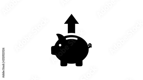 Piggy Bank with Upward Arrow Icon for Financial Growth and Savings Concept