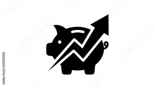 Piggy Bank with Upward Growing Arrow Icon for Financial Growth and Savings Concept