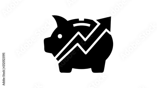 Piggy Bank with Rising Arrow Growth Concept Icon