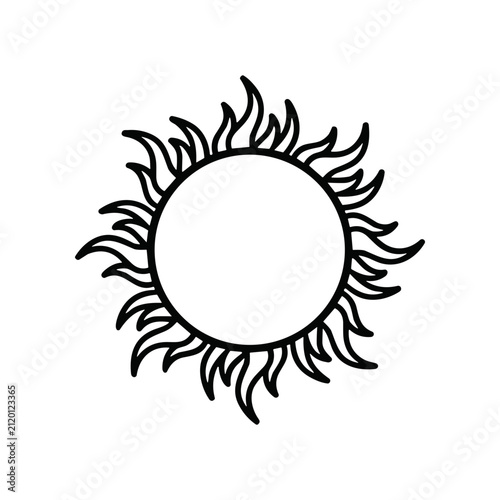Black Sun Icon With Rays.