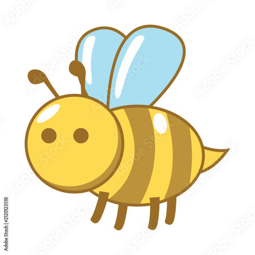 Cute cartoon honey bee character isolated on a white background.