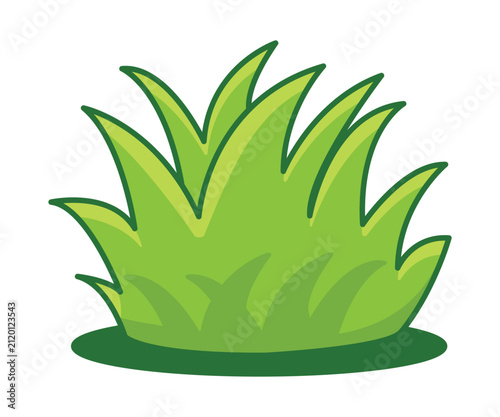 Simple flat vector illustration of a small green grass tuft isolated on white background.