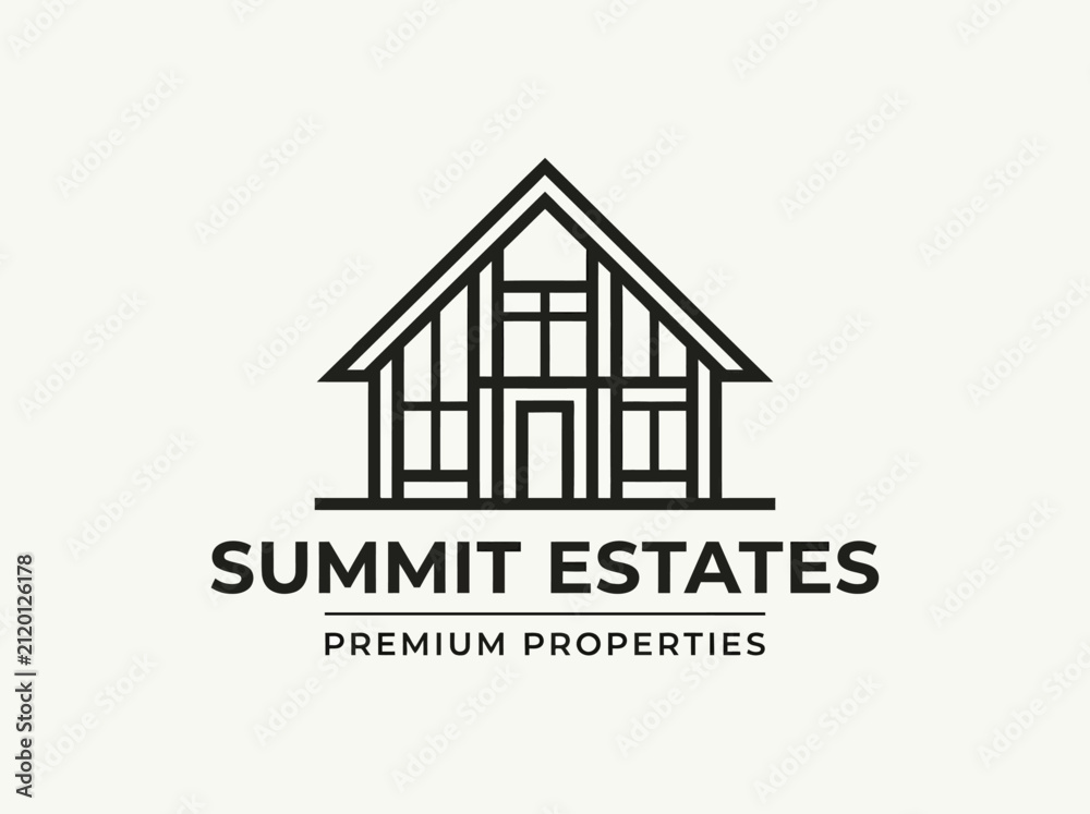 Fototapeta premium Elegant minimalist line art house logo design for premium real estate and property development brand
