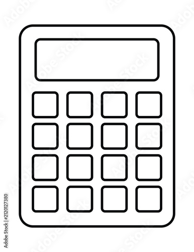 Simple black and white line art illustration of a calculator.