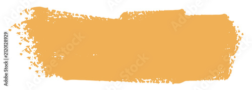 Isolated thick ginger paint brush stroke, single blocky terracotta watercolor wash with speckled sponge texture vector illustration